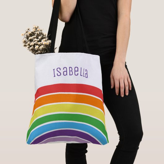 Personalisierte Regenbogen-Mädchen buntes Tasche (Von Nahem)