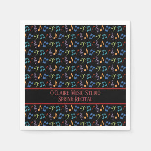 Personalisierte Regenbogen-Musiknoten (schwarz) Serviette