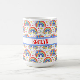 Personalisierte Regenbogen und Blume Kaffeetasse