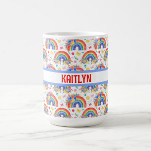 Personalisierte Regenbogen und Blume Kaffeetasse