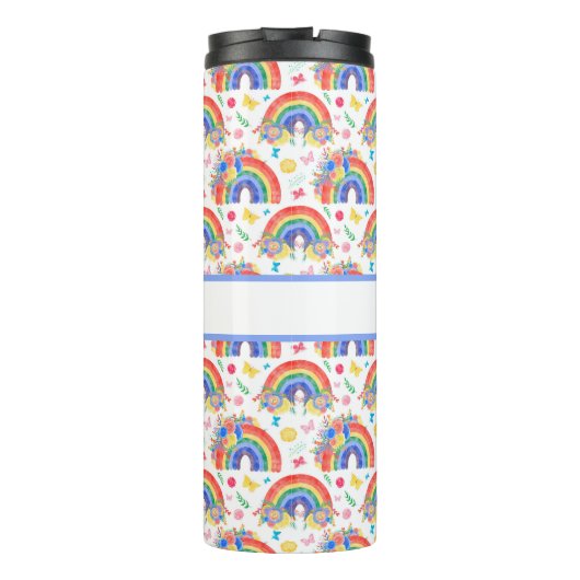 Personalisierte Regenbogen und Blume Thermosbecher (Rückseite)