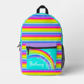 Personalisierte Regenbogenaqua-Schule für lila Kin Bedruckter Rucksack (Vorderseite)