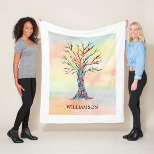 Personalisierte Regenbogenbaum Fleece Blanket