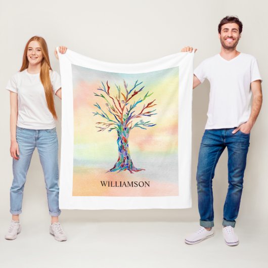Personalisierte Regenbogenbaum Fleece Blanket (Beispiel)