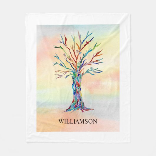 Personalisierte Regenbogenbaum Fleece Blanket (Vorderseite)