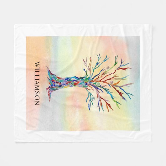 Personalisierte Regenbogenbaum Fleece Blanket (Vorderseite (Horizontal))