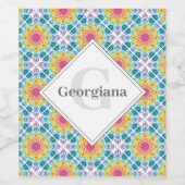 Personalisierte Regenbogenblume Mandala Diamantsta Weinetikett (Einzelnes Label)