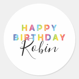 Personalisierte Regenbogenbriefe zum Geburtstag gl Runder Aufkleber