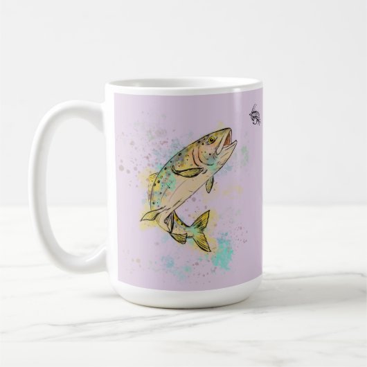 Personalisierte Regenbogenforelle 15oz. Keramik Ta Kaffeetasse (Links)