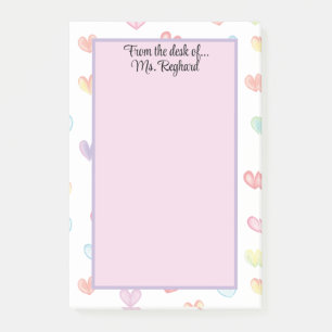 Personalisierte Regenbogenherzen vom Schreibtisch  Post-it Klebezettel