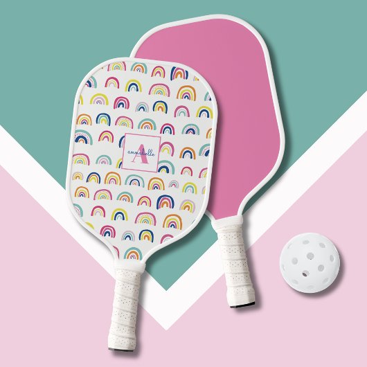 Personalisierte Regenbogenmädchen Pickleball Schläger