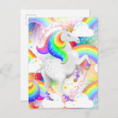 Personalisierte Regenbogenpresse Unicorn Postkarte (Vorne/Hinten)