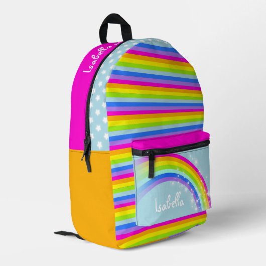 Personalisierte Regenbogenschule Bedruckter Rucksack (Rückseitige Ecke links)
