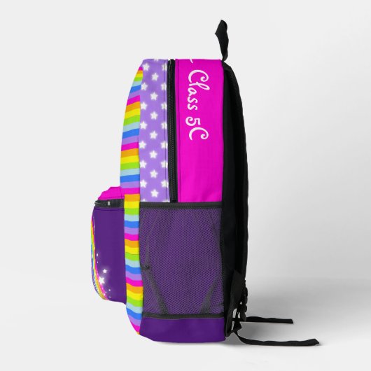 Personalisierte Regenbogenschule lila-rosa Kinders Bedruckter Rucksack (Rechts)