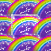 Personalisierte Regenbogensterne lila Stoff (Kachel)