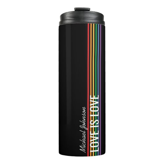 Personalisierte Regenbogenstreifen LGBT Custom Thermosbecher (Vorderseite)