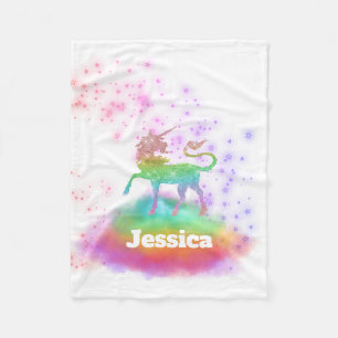 Personalisierte Regenbogenunicorn-Baby-Decke Fleecedecke