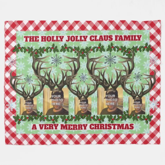 Personalisierte "Rein Family" 5 Foto Fleece Blanke (Vorderseite (Horizontal))