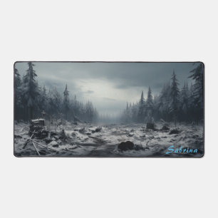 Personalisierte Reinigung in einer Schneewaldmatte Schreibtischunterlage