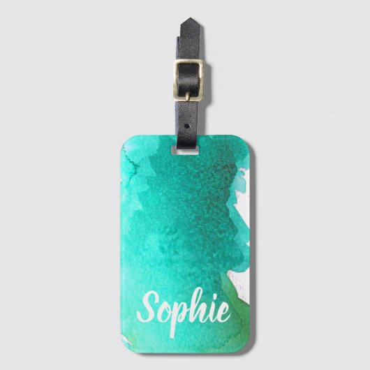 Personalisierte Reise des aquamarinen blauen Gepäckanhänger (Vorderseite Vertikal)