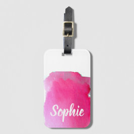 Personalisierte Reise des rosa Watercolor Gepäckanhänger