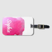Personalisierte Reise des rosa Watercolor Gepäckanhänger (Vorderseite (Horizontal))