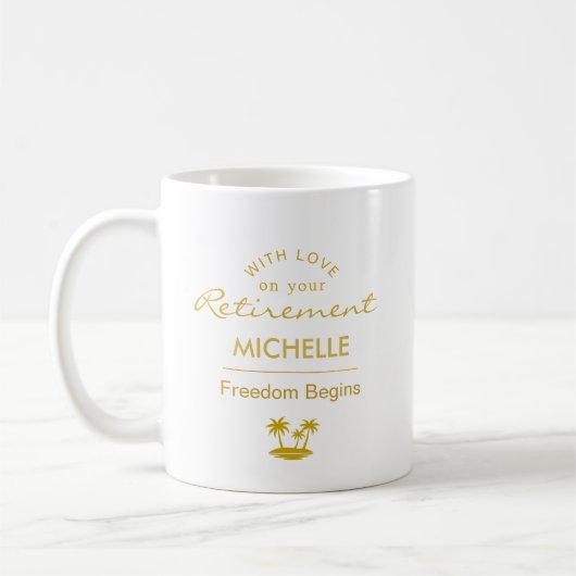 Personalisierte Rentenfreiheit Beginnt Kaffeetasse (Links)