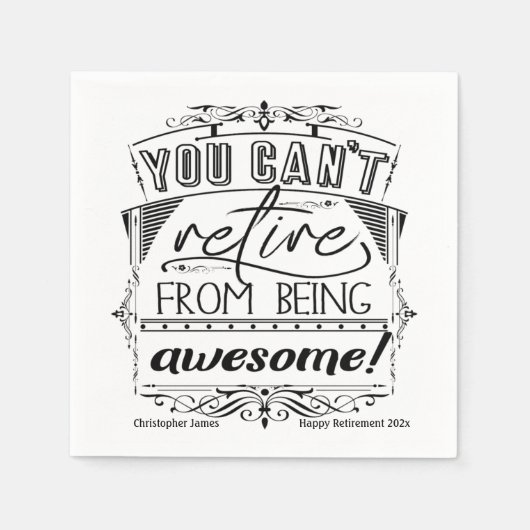 Personalisierte Rentenziffer schwarze Typografie Serviette (Vorderseite)