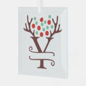 Personalisierte Rentier Antlers Name "Y" Ornament Aus Glas (Vorderseite links)