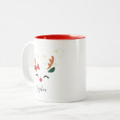 Personalisierte Rentier Face Weihnachtsfeier Tasse (Vorderseite Links)
