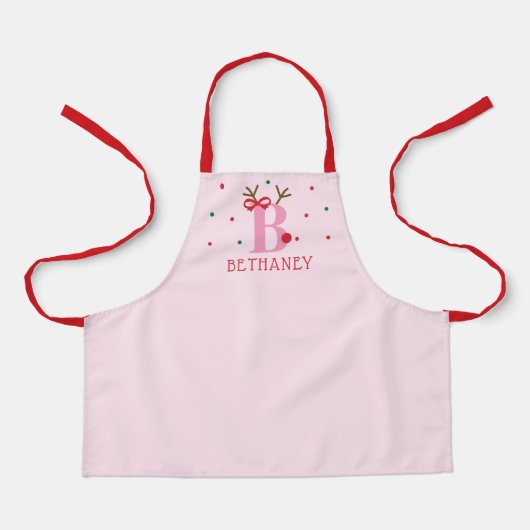 Personalisierte Rentier-Schürze für Mädchen mit An Schürze (Vorderseite)