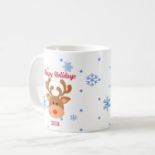 Personalisierte Rentier Snowflake Tasse (Vorderseite Links)