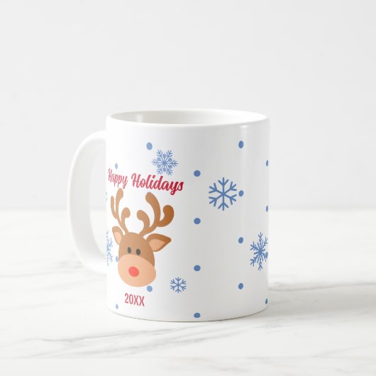 Personalisierte Rentier Snowflake Tasse (Vorderseite Links)