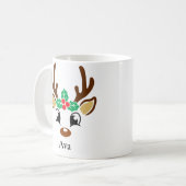 Personalisierte Rentier Weihnachtsfeier Tasse (Vorderseite Links)