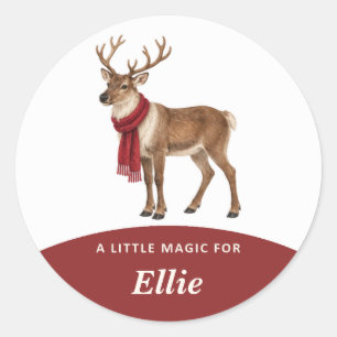 Personalisierte Rentier-Weihnachtsmagie Klassiker Runder Aufkleber