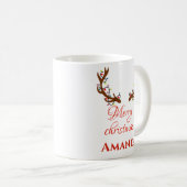 Personalisierte Rentiere - frohe Weihnachten Kaffeetasse (VorderseiteRechts)