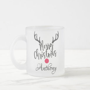 Personalisierte Rentiere - frohe Weihnachten Mattglastasse