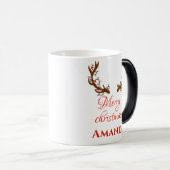 Personalisierte Rentiere - frohe Weihnachten Verwandlungstasse (VorderseiteRechts)