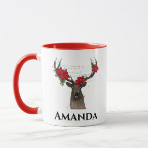 Personalisierte Rentiere - Weihnachtslicht Tasse