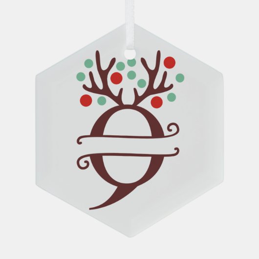 Personalisierte Rentiermelder Name "Q" Ornament Aus Glas (Rückseite)