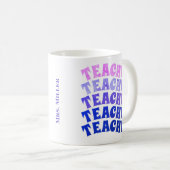 Personalisierte Repeat Wavy Teacher Coffee Tasse (VorderseiteRechts)