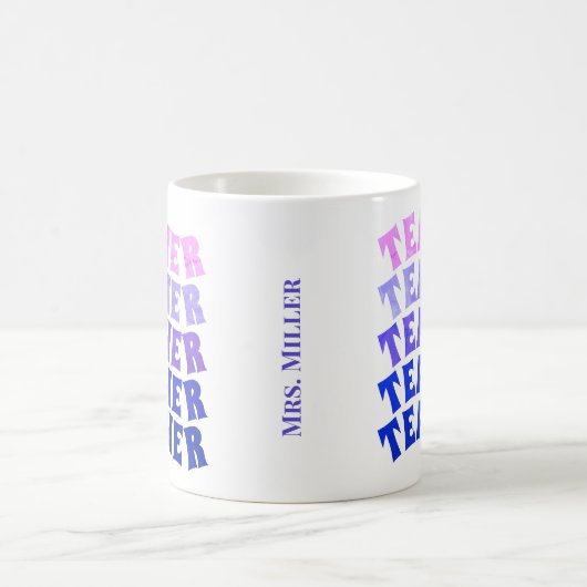 Personalisierte Repeat Wavy Teacher Coffee Tasse (Mittel)