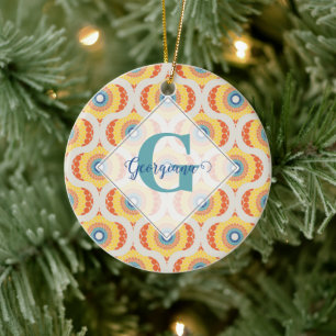 Personalisierte Retro-Ägäische Sommerradiant Manda Keramik Ornament
