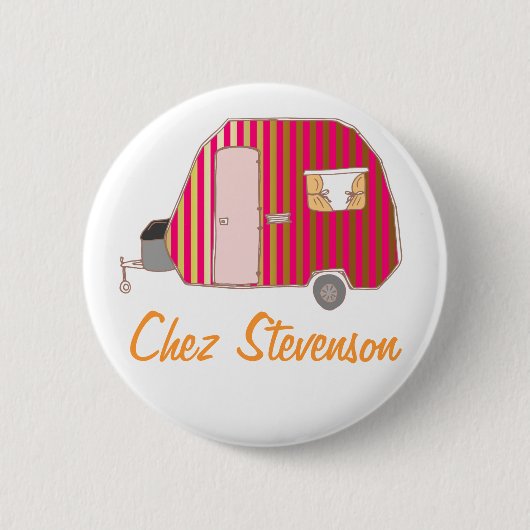 Personalisierte Retro Art Caravan Besitzer Buttons (Vorderseite)