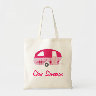 Personalisierte Retro Art Caravan Besitzer Canvas Tragetasche