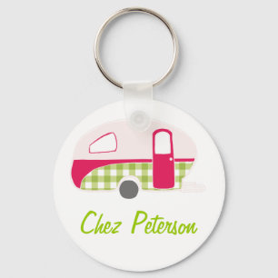 Personalisierte Retro Art Caravan Besitzer-Schlüss Schlüsselanhänger