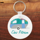 Personalisierte Retro Art Caravan Eigentümer Schlü Schlüsselanhänger (Vorderseite)
