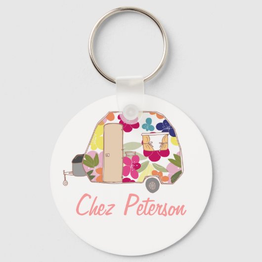 Personalisierte Retro Art Caravan Eigentümer Schlü Schlüsselanhänger (Vorderseite)