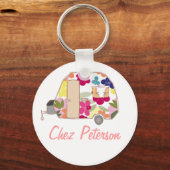 Personalisierte Retro Art Caravan Eigentümer Schlü Schlüsselanhänger (Vorderseite)