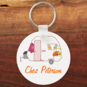 Personalisierte Retro Art Caravan Eigentümer Schlü Schlüsselanhänger (Vorderseite)